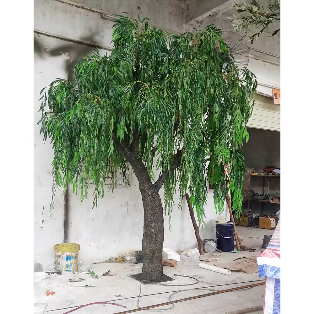 Custom 3.5m Fiberglass Fake Willow Tree for Outdoor Decor