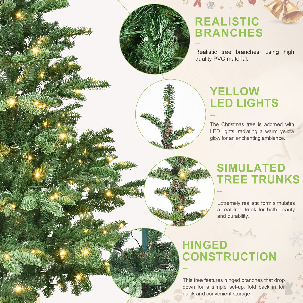 Rustic Fir Artificial Christmas Tree with Natural Wood Stand