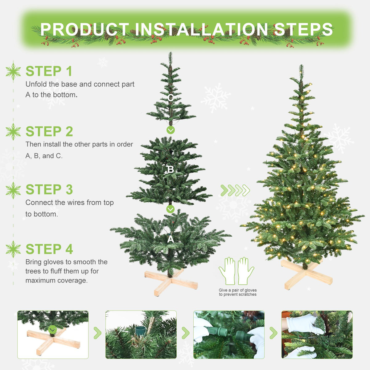 Rustic Fir Artificial Christmas Tree with Natural Wood Stand