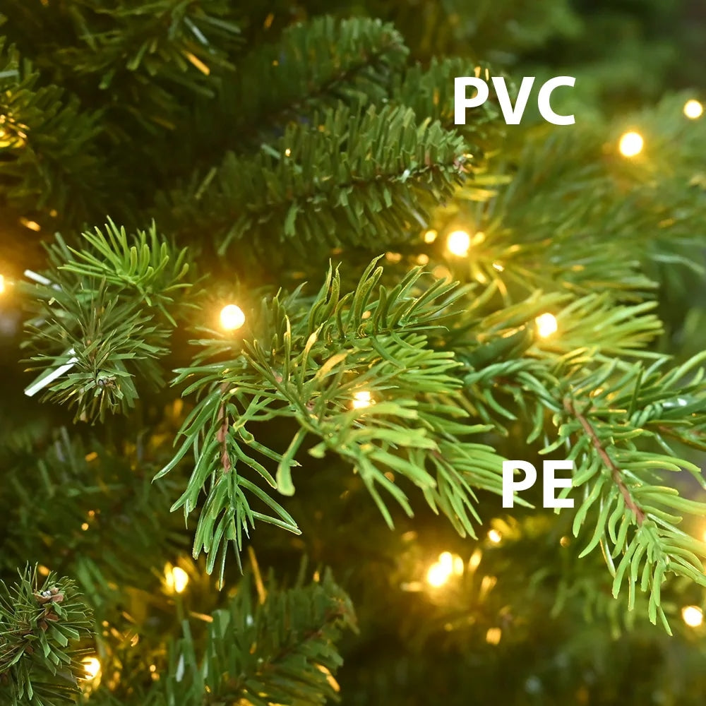 Natural Green Artificial Christmas Tree with Multicolored Pre-Lit Lights