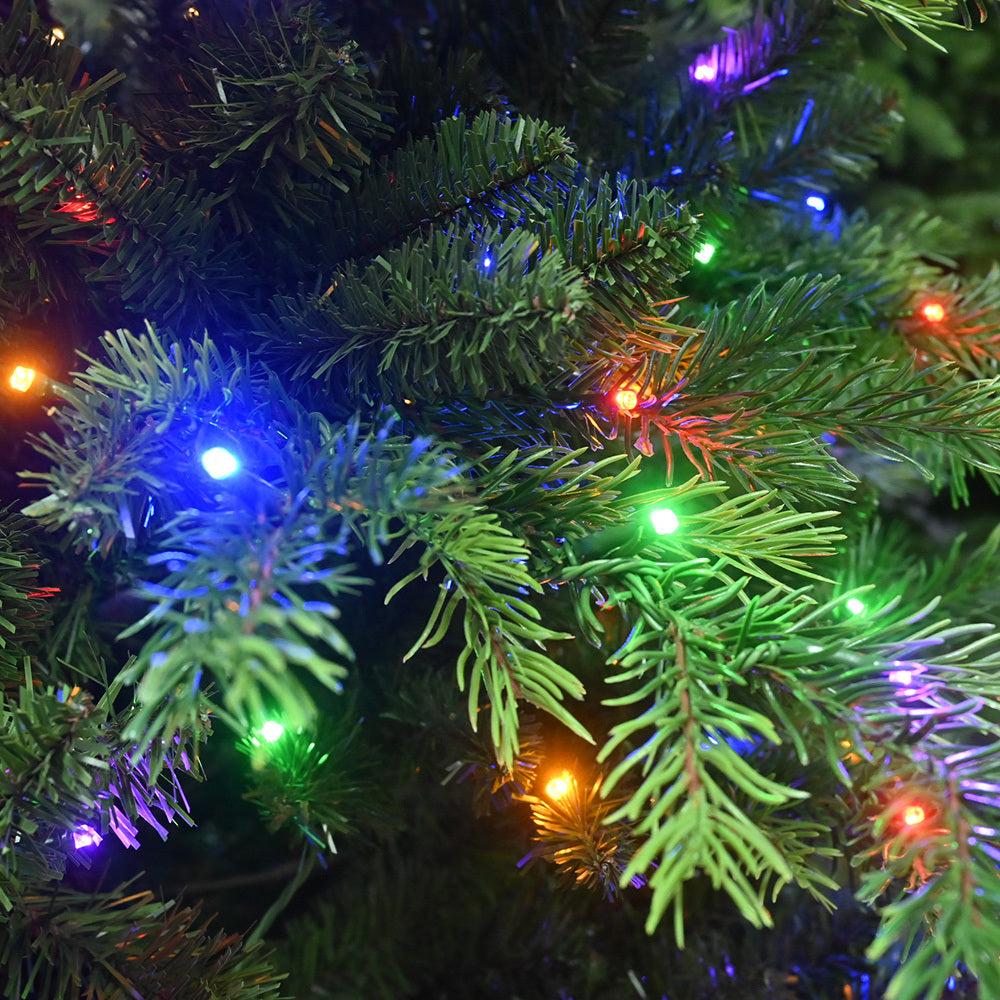 Natural Green Artificial Christmas Tree with Multicolored Pre-Lit Lights
