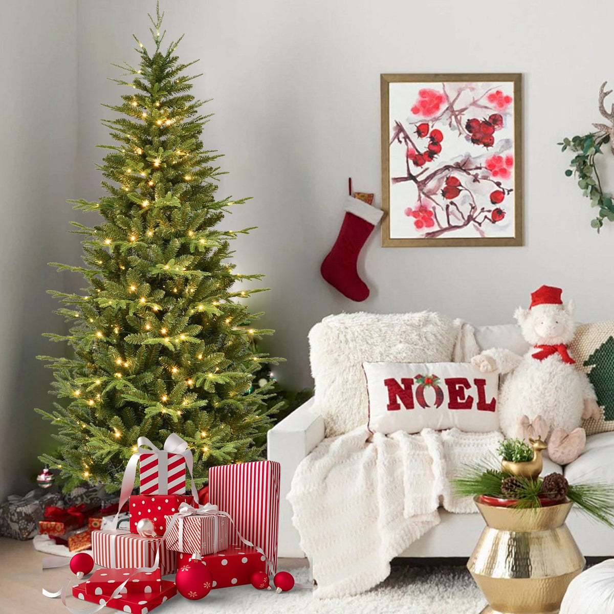 Alpine Spruce Artificial Christmas Tree with Slender Silhouette