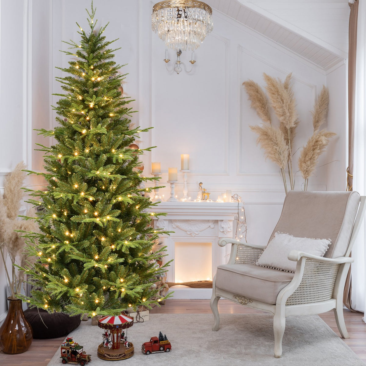 Alpine Spruce Artificial Christmas Tree with Slender Silhouette