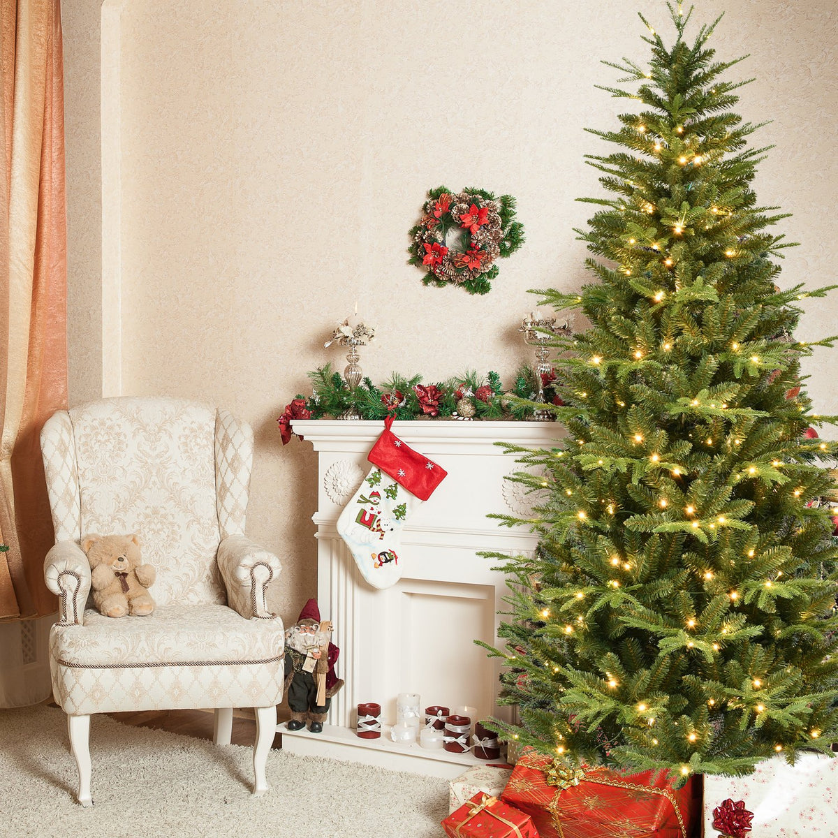 Alpine Spruce Artificial Christmas Tree with Slender Silhouette