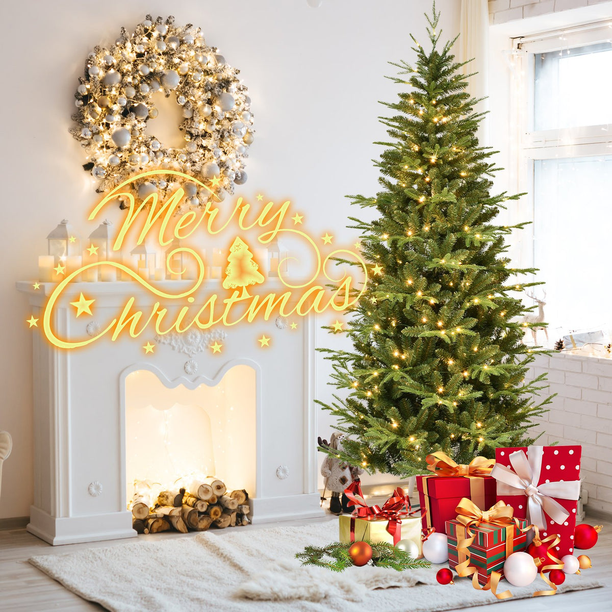 Alpine Spruce Artificial Christmas Tree with Slender Silhouette