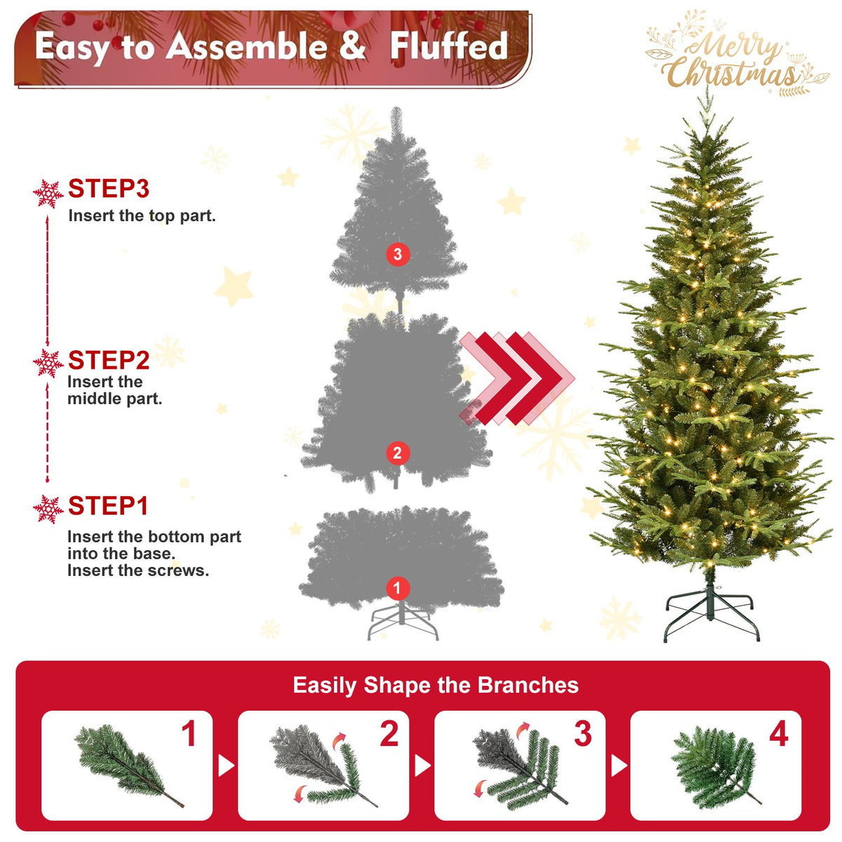 Alpine Spruce Artificial Christmas Tree with Slender Silhouette