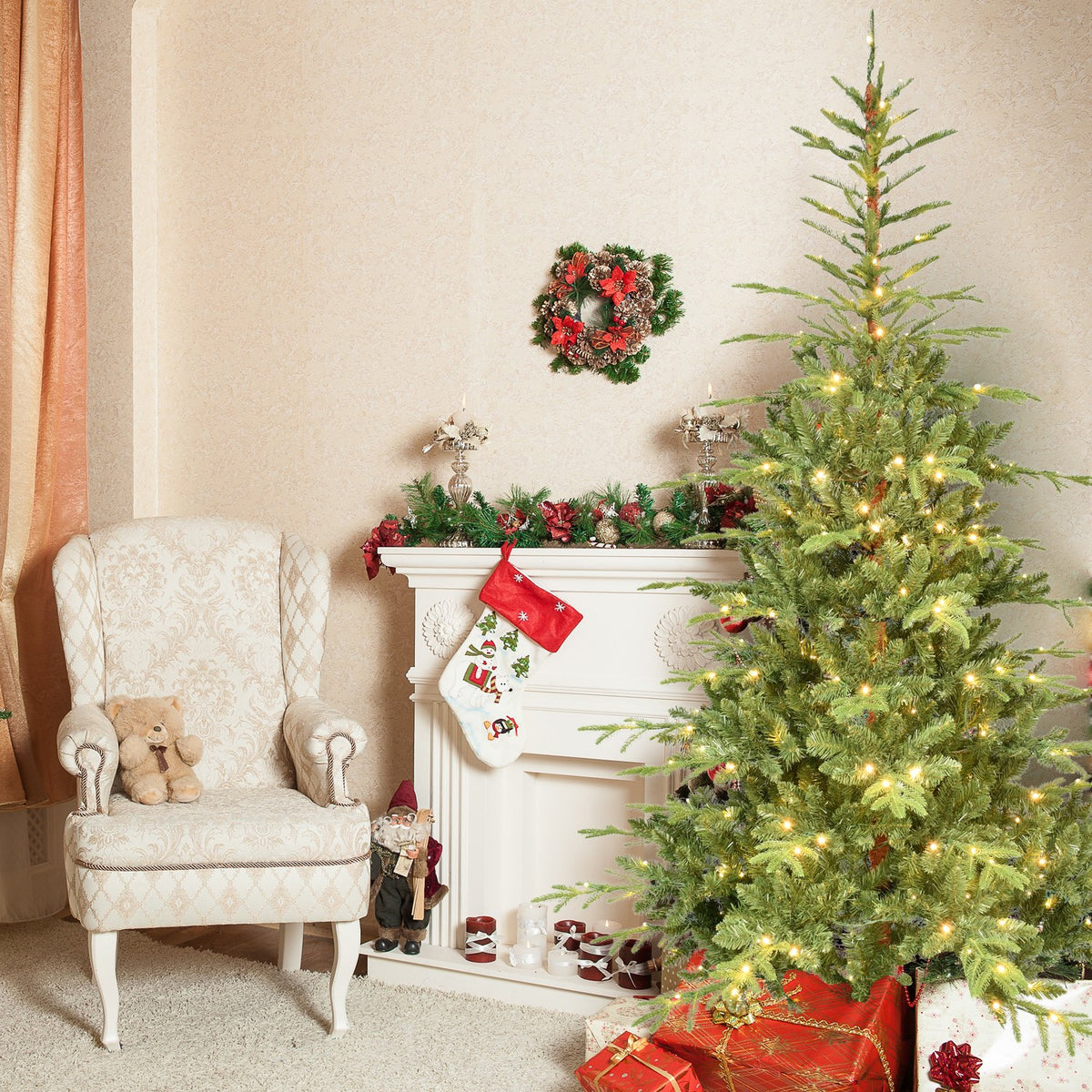 Woodland Fir Artificial Christmas Tree with Open Airy Branches