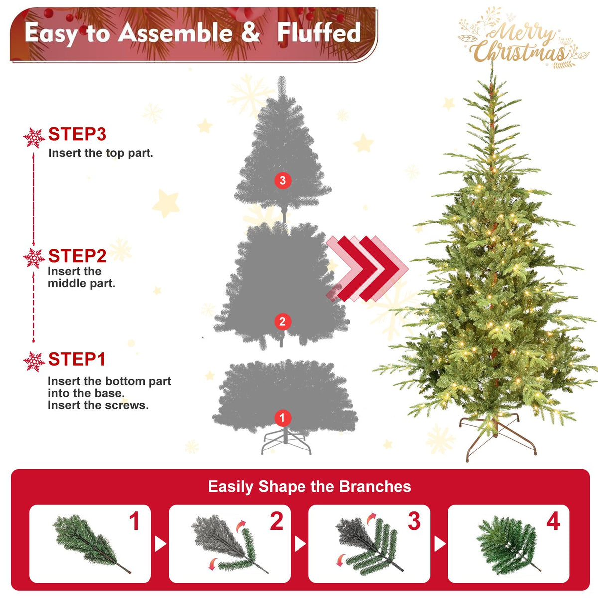 Woodland Fir Artificial Christmas Tree with Open Airy Branches