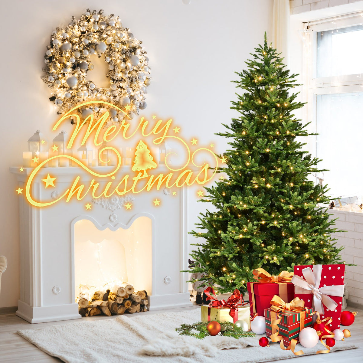 Fraser Fir Artificial Christmas Tree with Dense Deep Green Branches