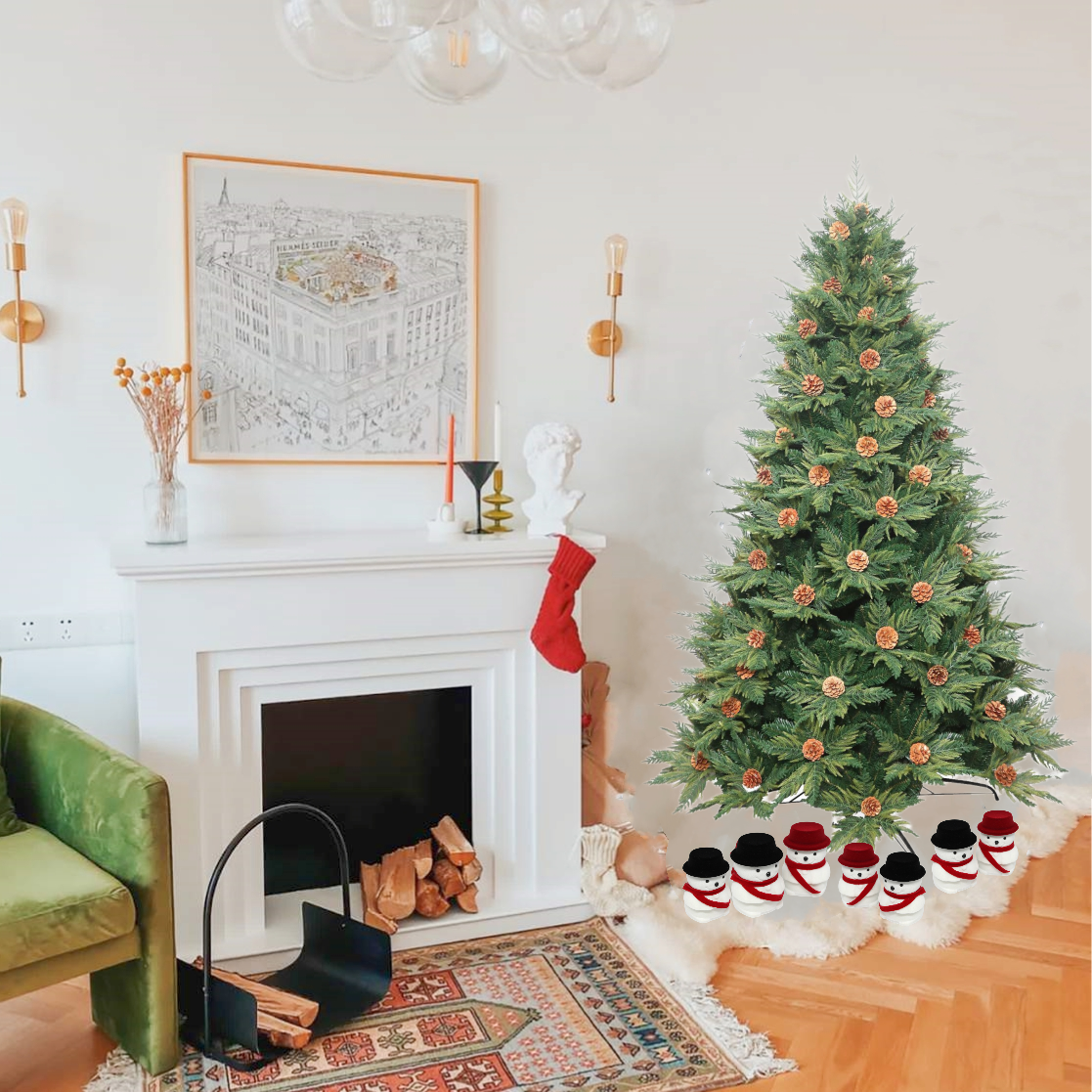 Norway Spruce Artificial Christmas Tree with Pine Cones
