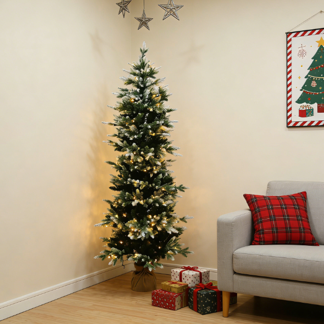 Norway Spruce Artificial Christmas Tree with Snow Flocked Branches