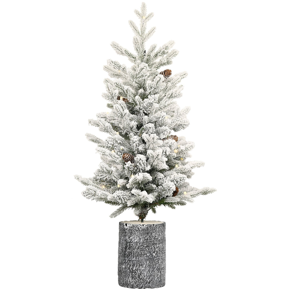 Potted Frost Pine Artificial Christmas Tree with Grey Planter