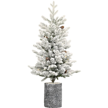 Potted Frost Pine Artificial Christmas Tree with Grey Planter