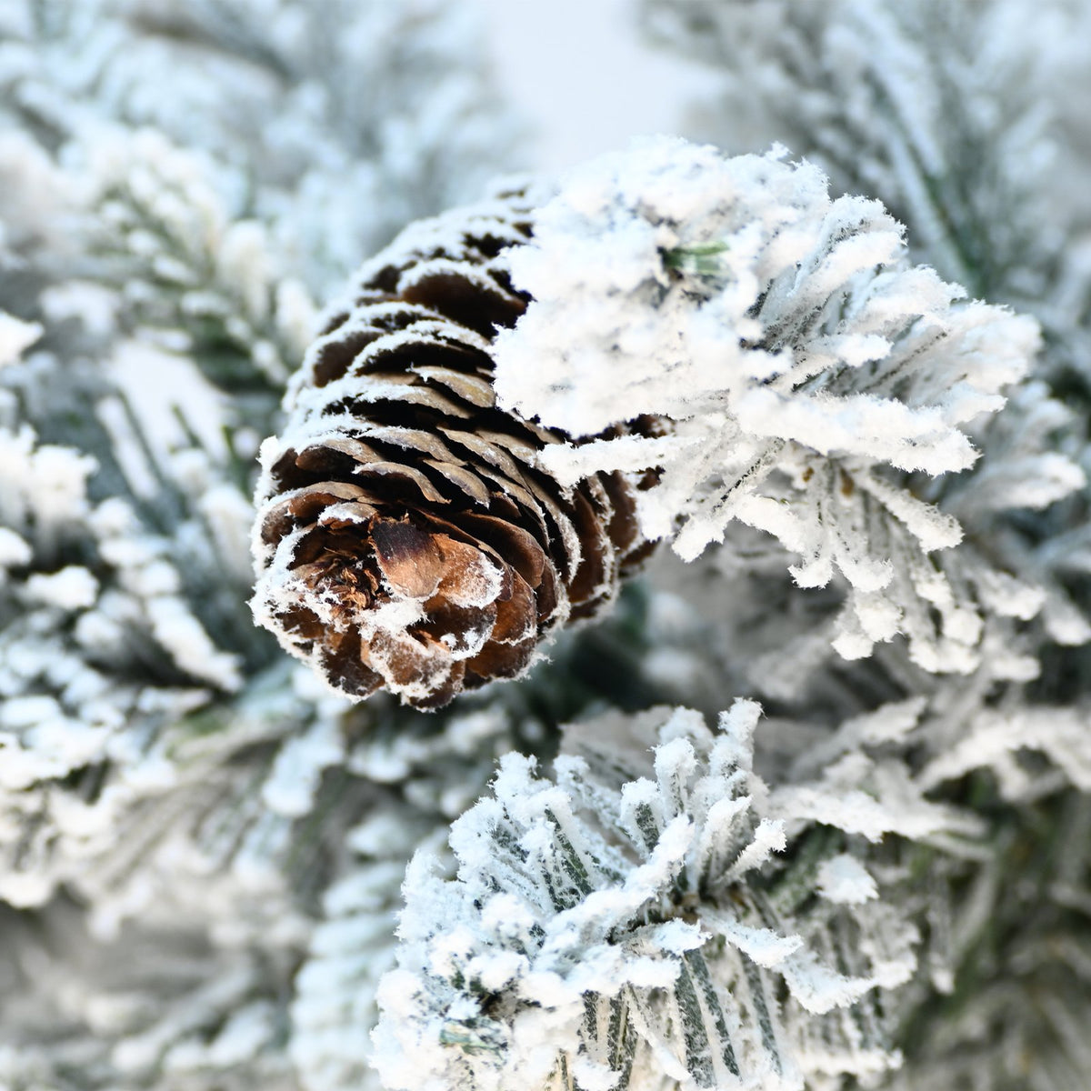 Potted Frost Pine Artificial Christmas Tree with Grey Planter