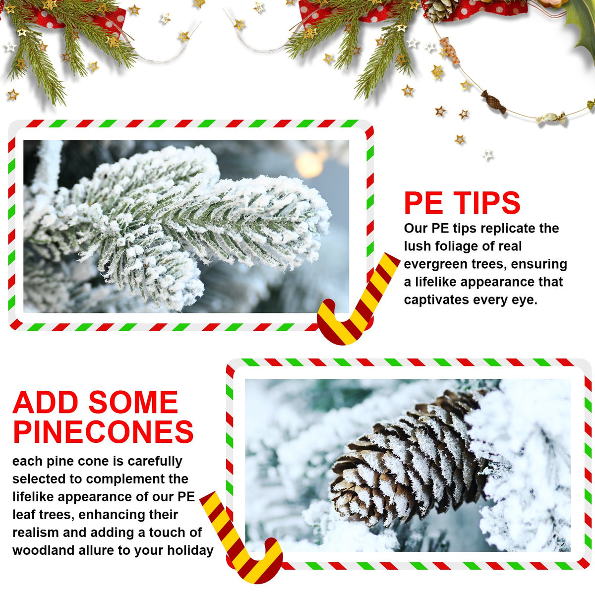 Potted Frost Pine Artificial Christmas Tree with Grey Planter