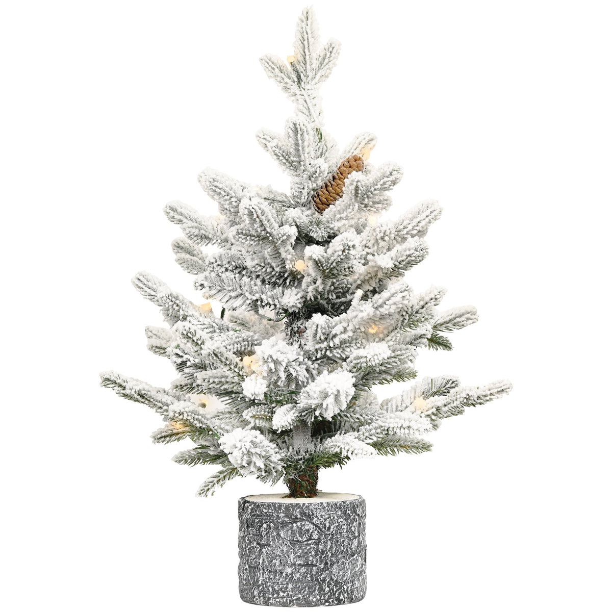 Potted Frost Pine Artificial Christmas Tree with Grey Planter