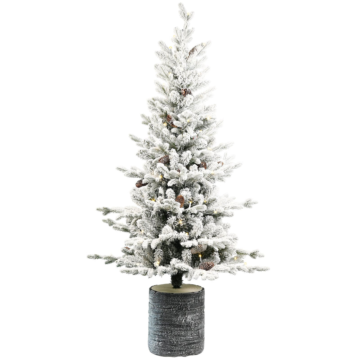 Potted Frost Pine Artificial Christmas Tree with Grey Planter