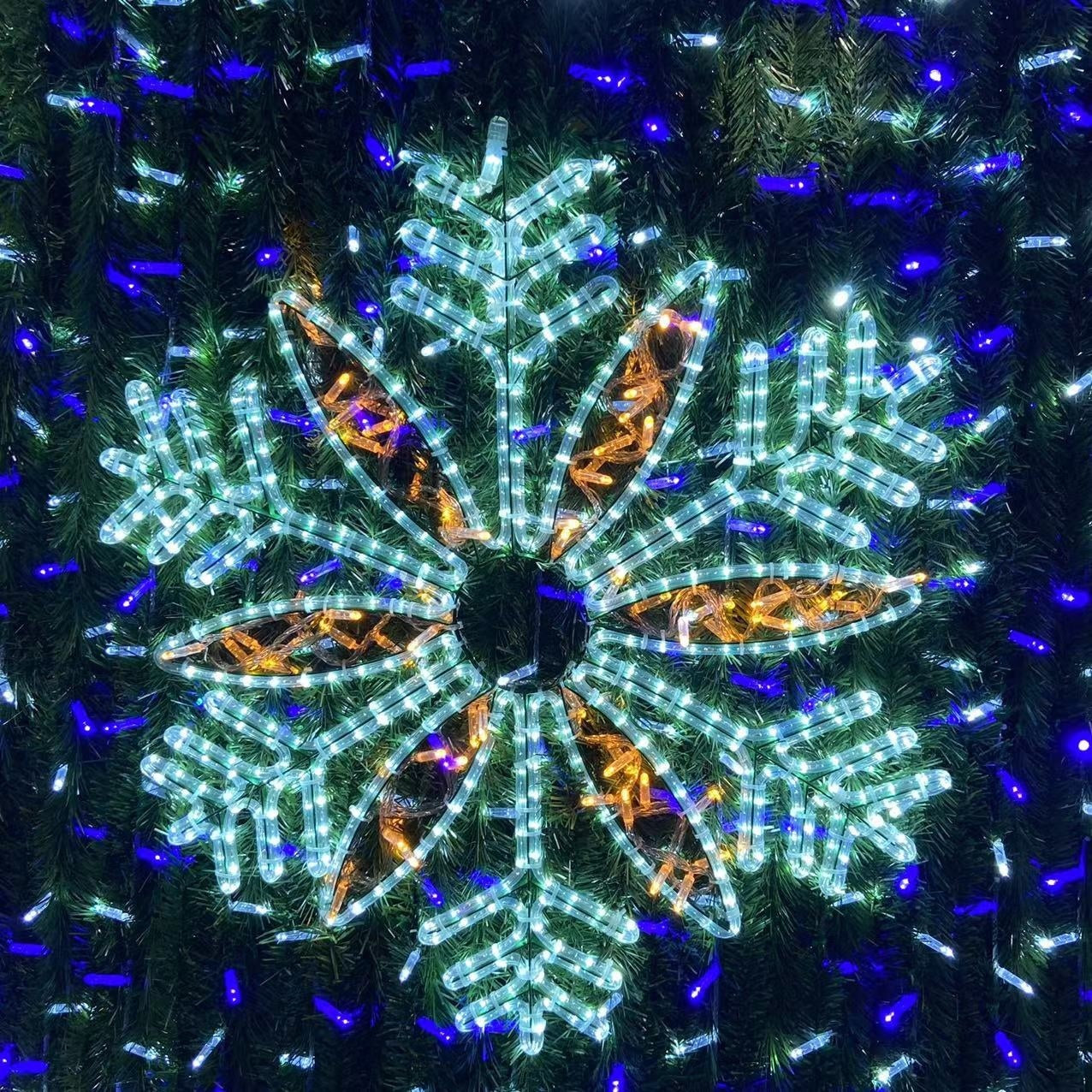 Outdoor Commercial Christmas Light Decor in Soft Warm White