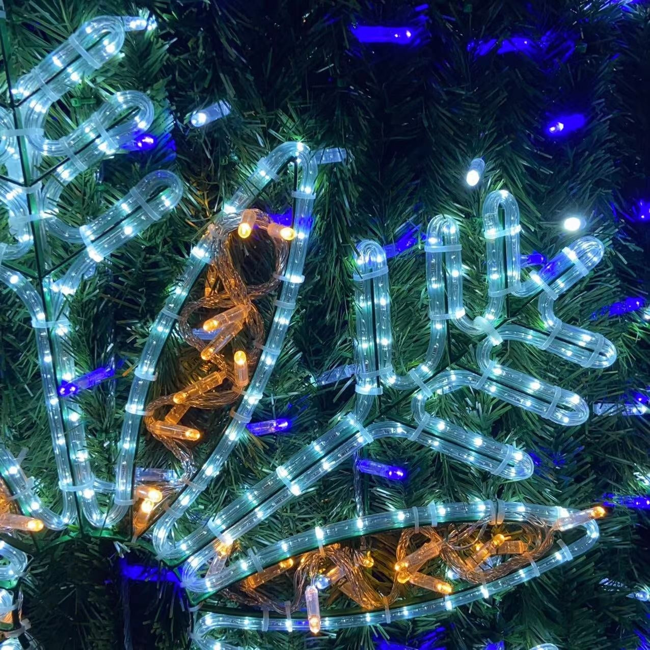 Outdoor Commercial Christmas Light Decor in Soft Warm White
