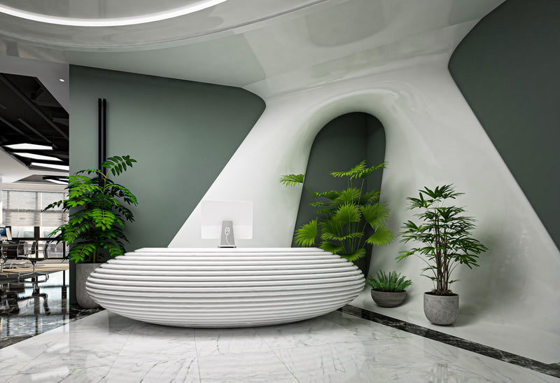 Modern minimalist green wall in office