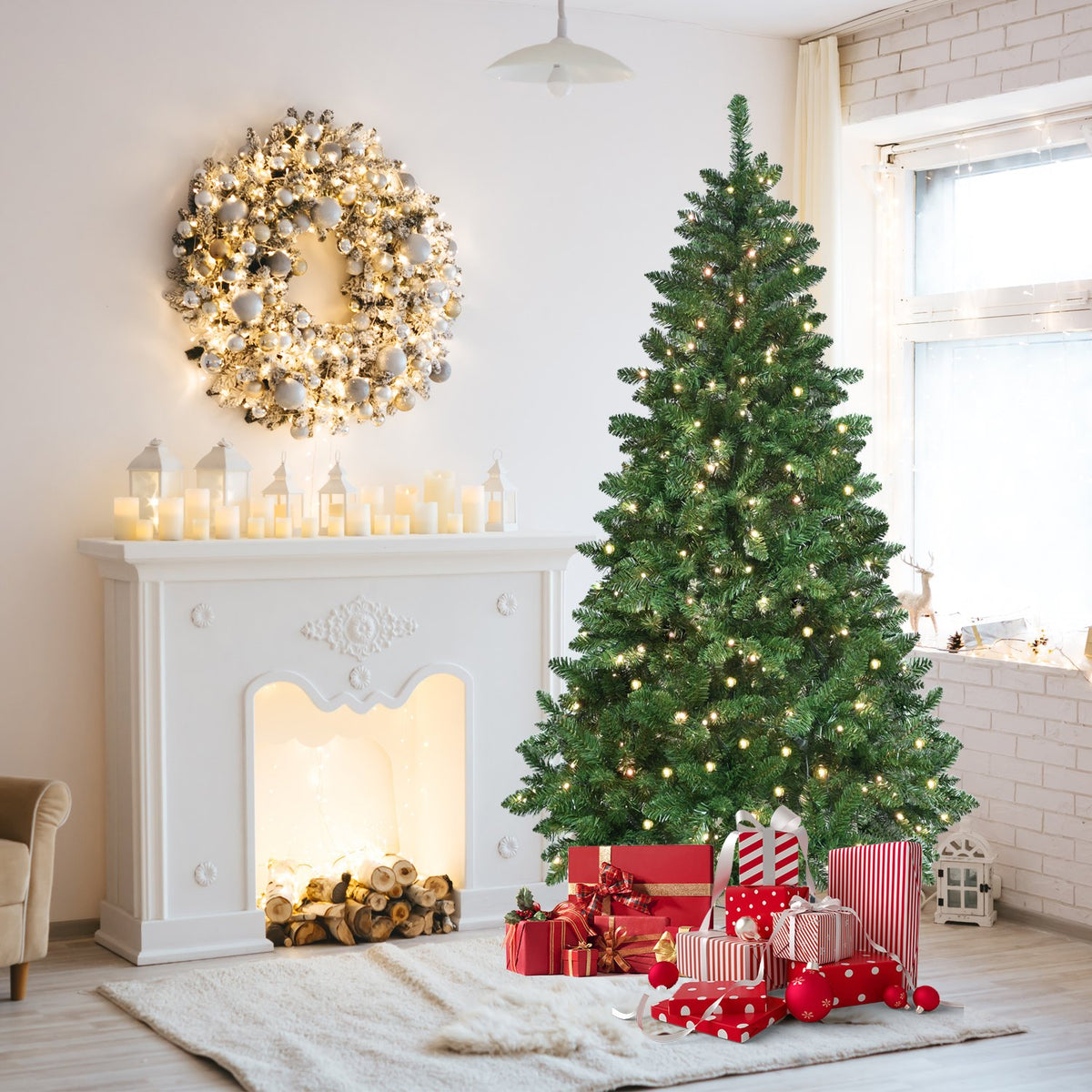 Smart Pine Artificial Christmas Tree with Color Changing WiFi Lights