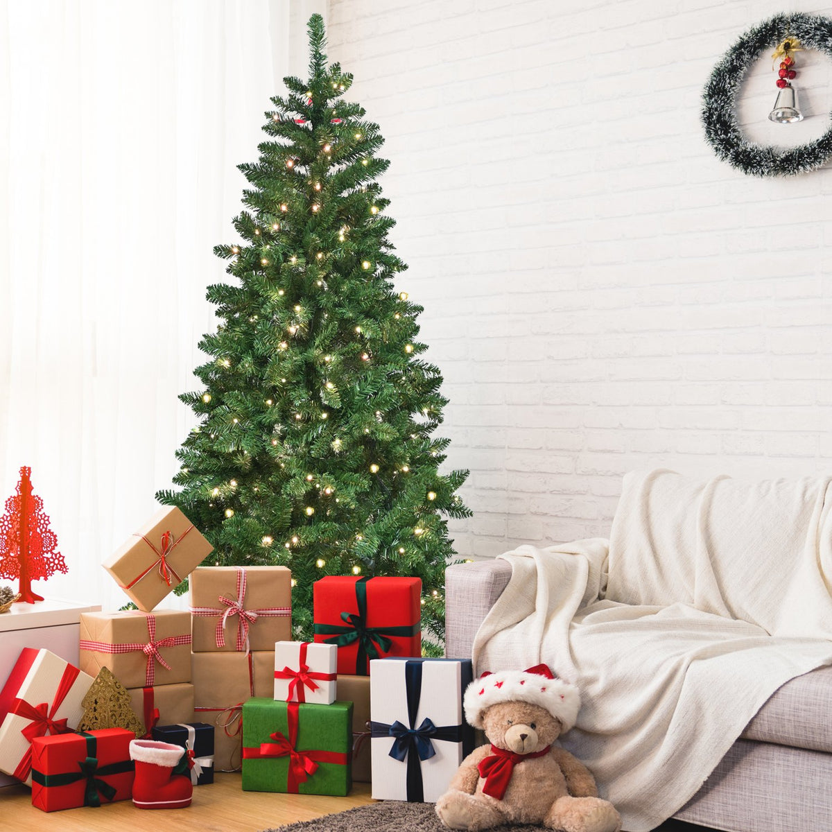 Smart Pine Artificial Christmas Tree with Color Changing WiFi Lights