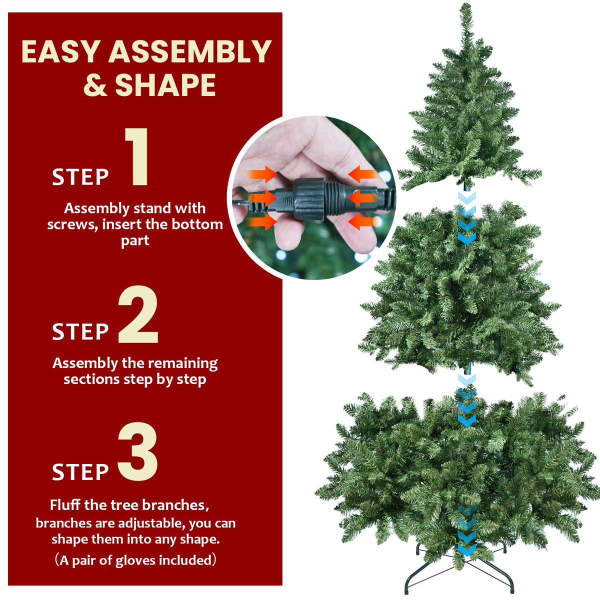 Smart Pine Artificial Christmas Tree with Color Changing WiFi Lights
