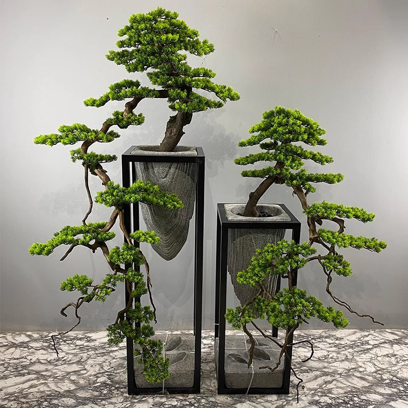 Potted Faux Welcoming Pine Tree for Contemporary Chinese Interiors
