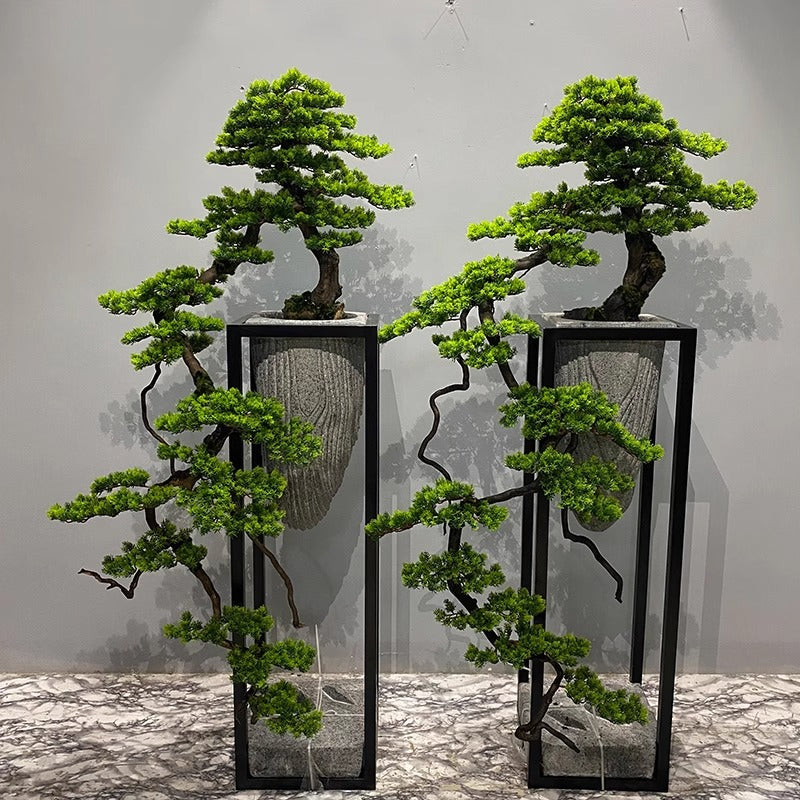 Potted Faux Welcoming Pine Tree for Contemporary Chinese Interiors
