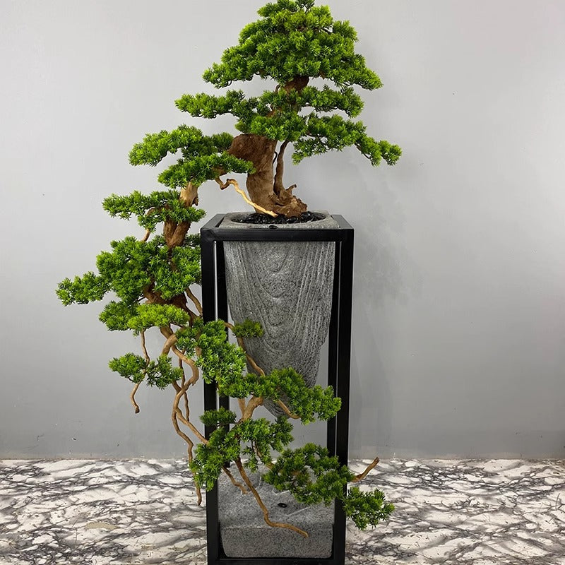 Potted Faux Welcoming Pine Tree for Contemporary Chinese Interiors