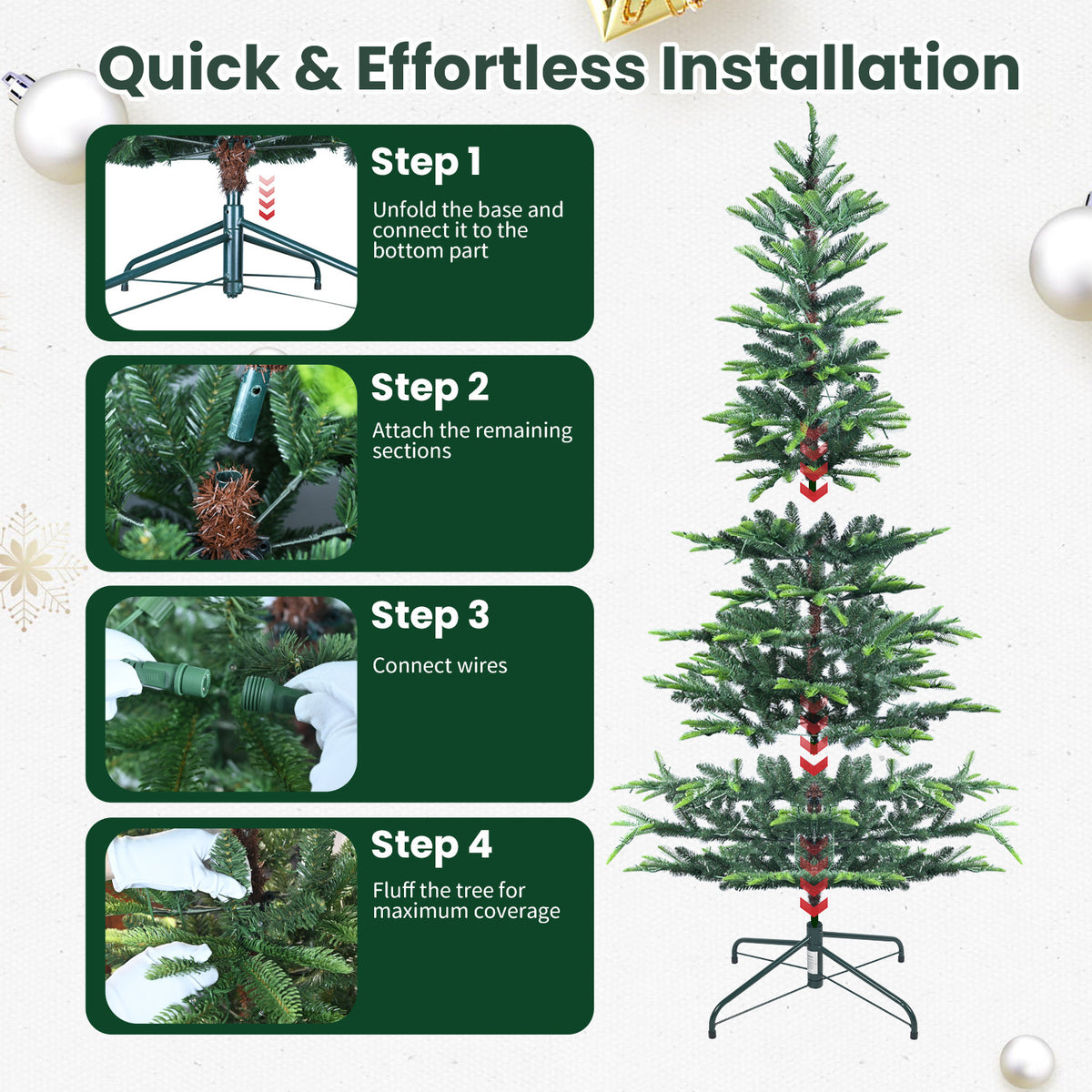 Pre Lit Aspen Fir Artificial Hinged Christmas Tree