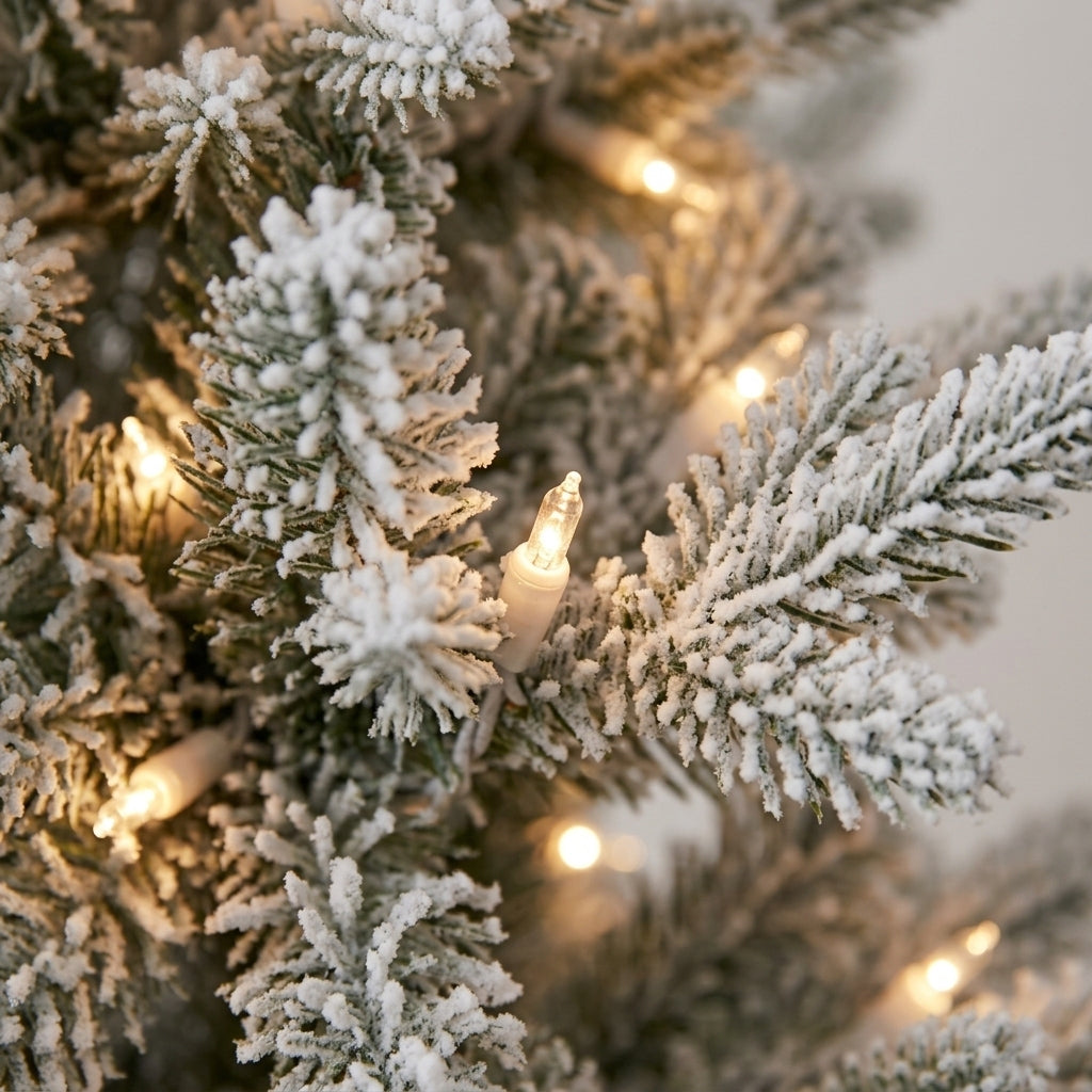 Pre lit Flocked Aspen Noble Fir Christmas Tree
