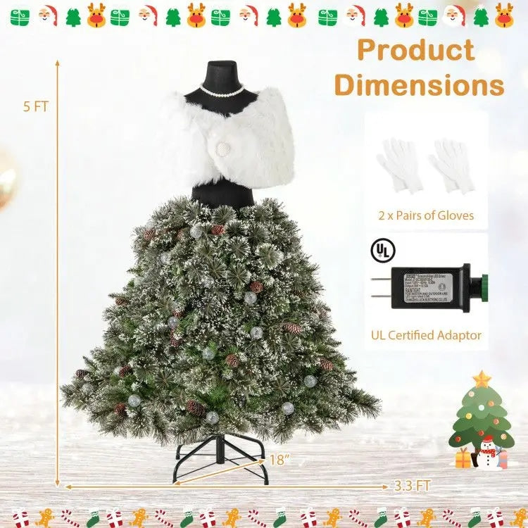 Pre Lit Mannequin Dress Form Artificial Christmas Tree