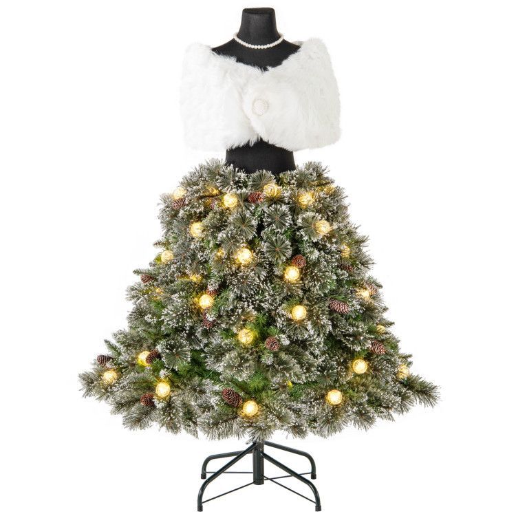 Pre Lit Mannequin Dress Form Artificial Christmas Tree