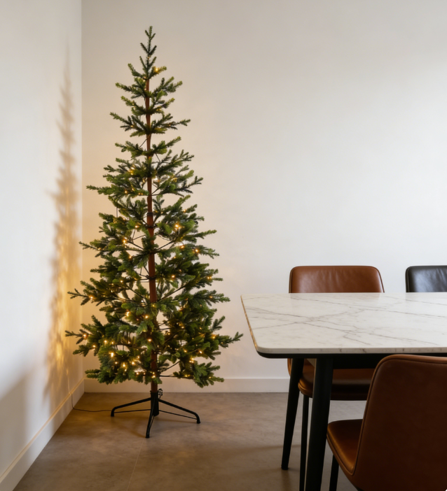 Pre-Lit Slim Artificial Christmas Tree with Warm White LED Lights