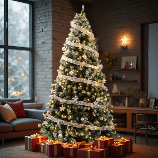 Prelit Artificial Snow Tipped Christmas Tree With Remote