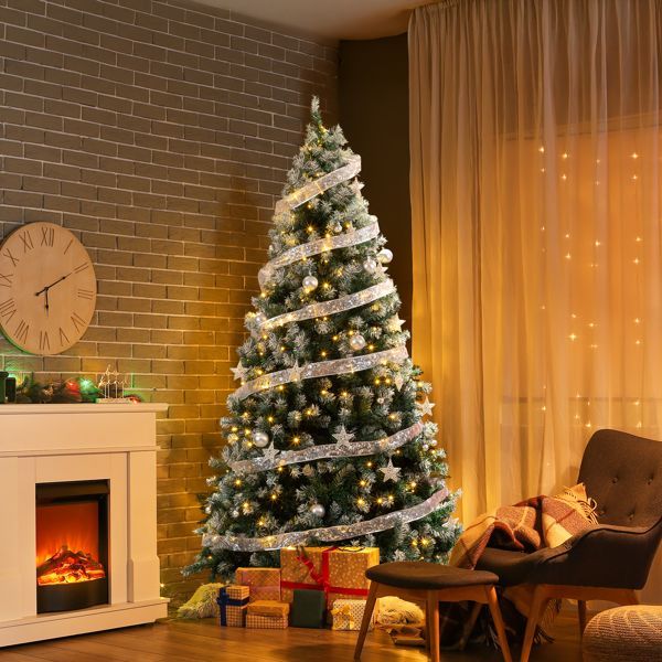 Prelit Artificial Snow Tipped Christmas Tree With Remote