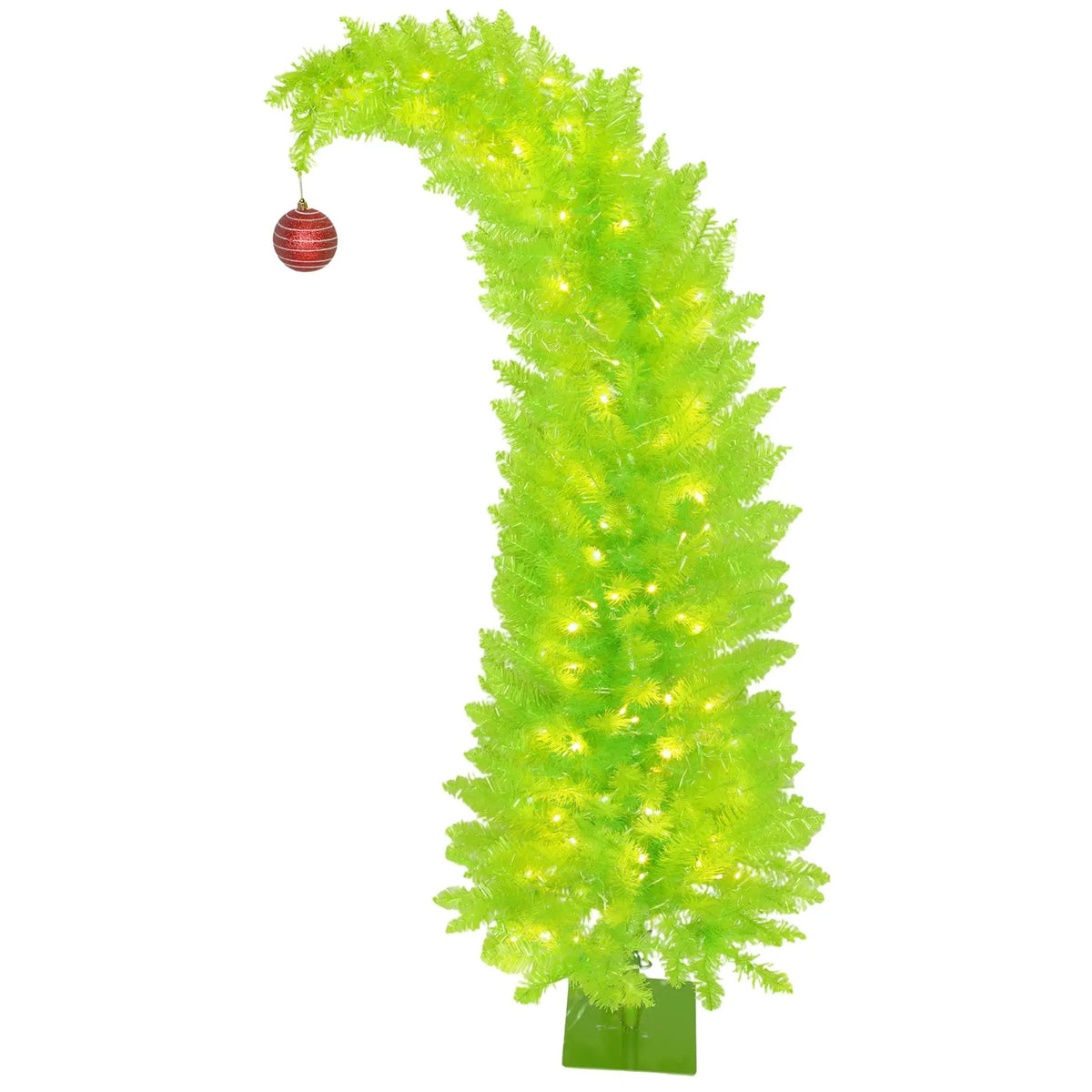 Prelit Pencil Christmas Tree with Bent Top