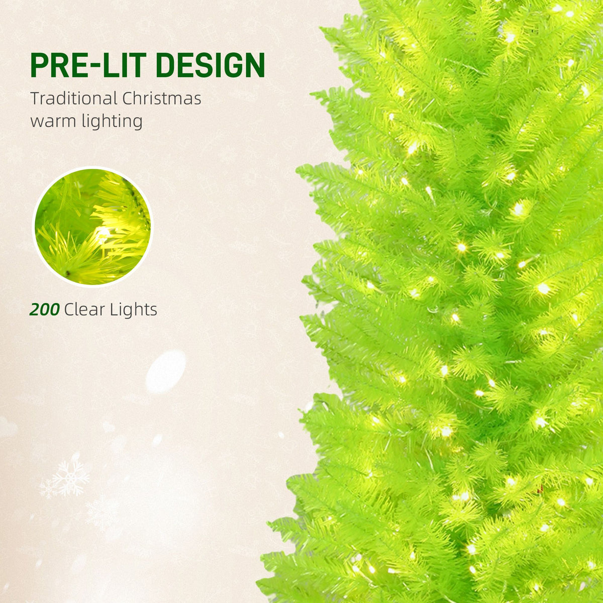 Prelit Pencil Christmas Tree with Bent Top