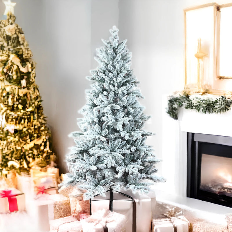Prince Flock Artificial Christmas Tree with Heavy Snow Covered Green Branches