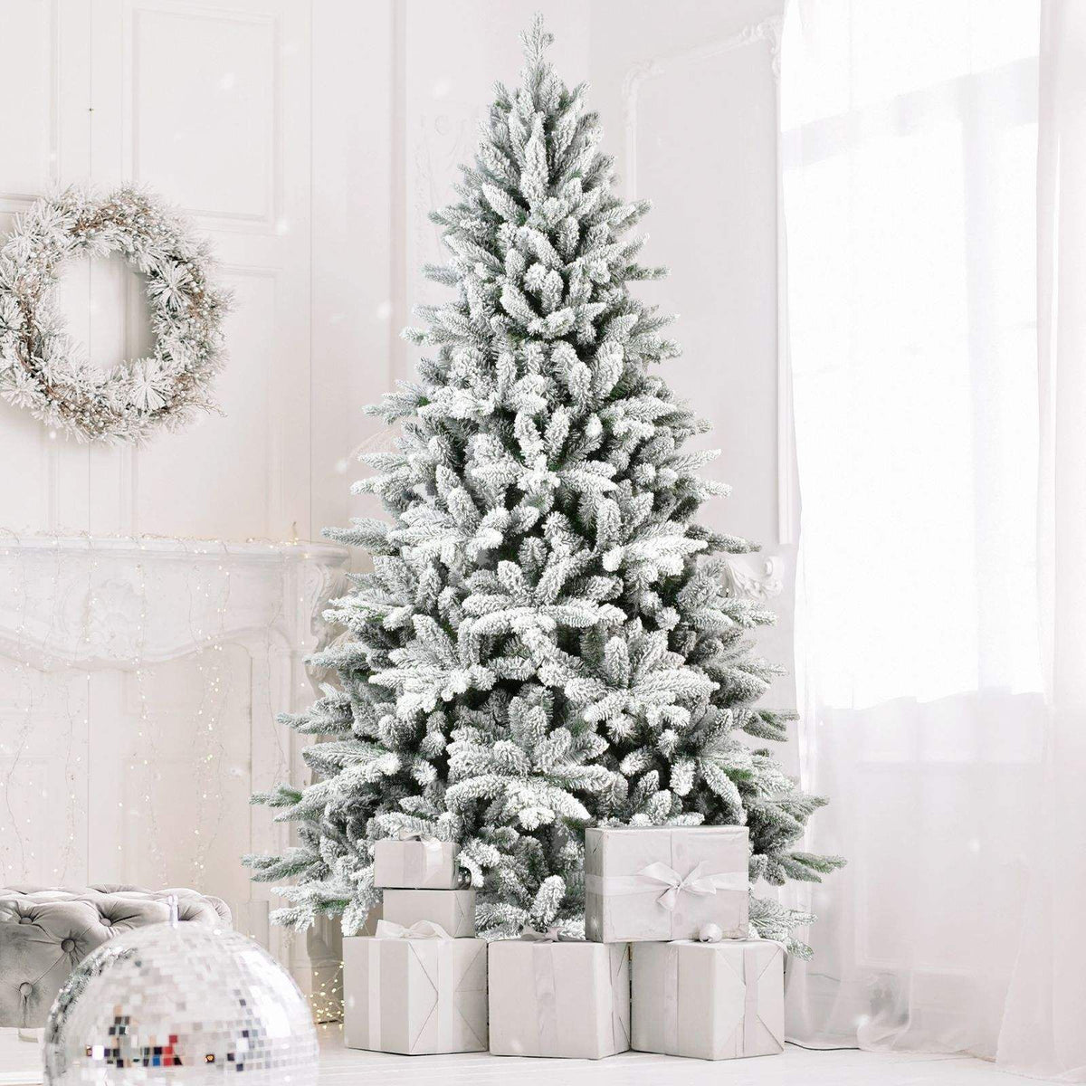 PVC Artificial Christmas Tree White Cedar with Thickened Flocking