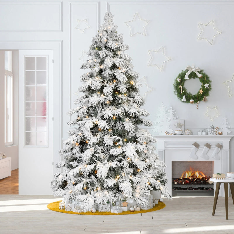 Queen Flock Artificial Christmas Tree with Warm White RGB LED Lights