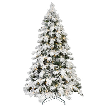 Queen Flock Artificial Christmas Tree with Warm White RGB LED Lights