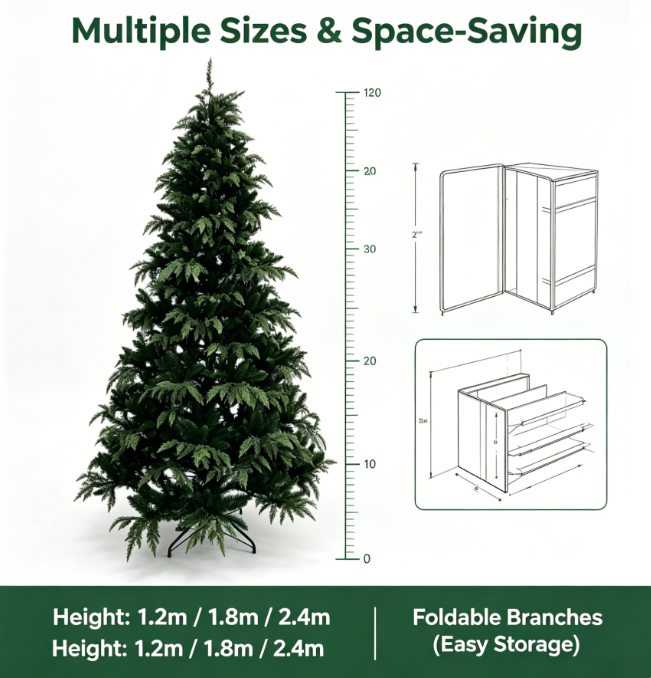 Realistic Artificial Fir Christmas Tree with Natural Green Branches