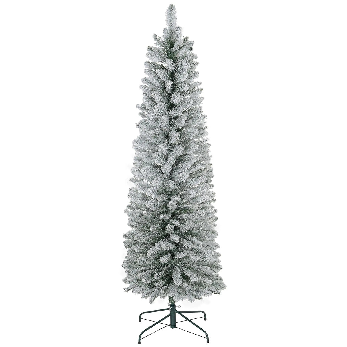 Realistic Artificial Pencil Christmas Tree with Snow Flocked Tips