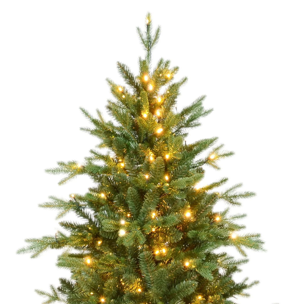 Realistic Green Pine Artificial Christmas Tree with Warm White LED Lights