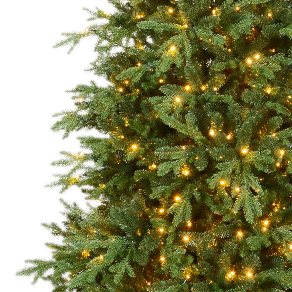 Realistic Green Pine Artificial Christmas Tree with Warm White LED Lights
