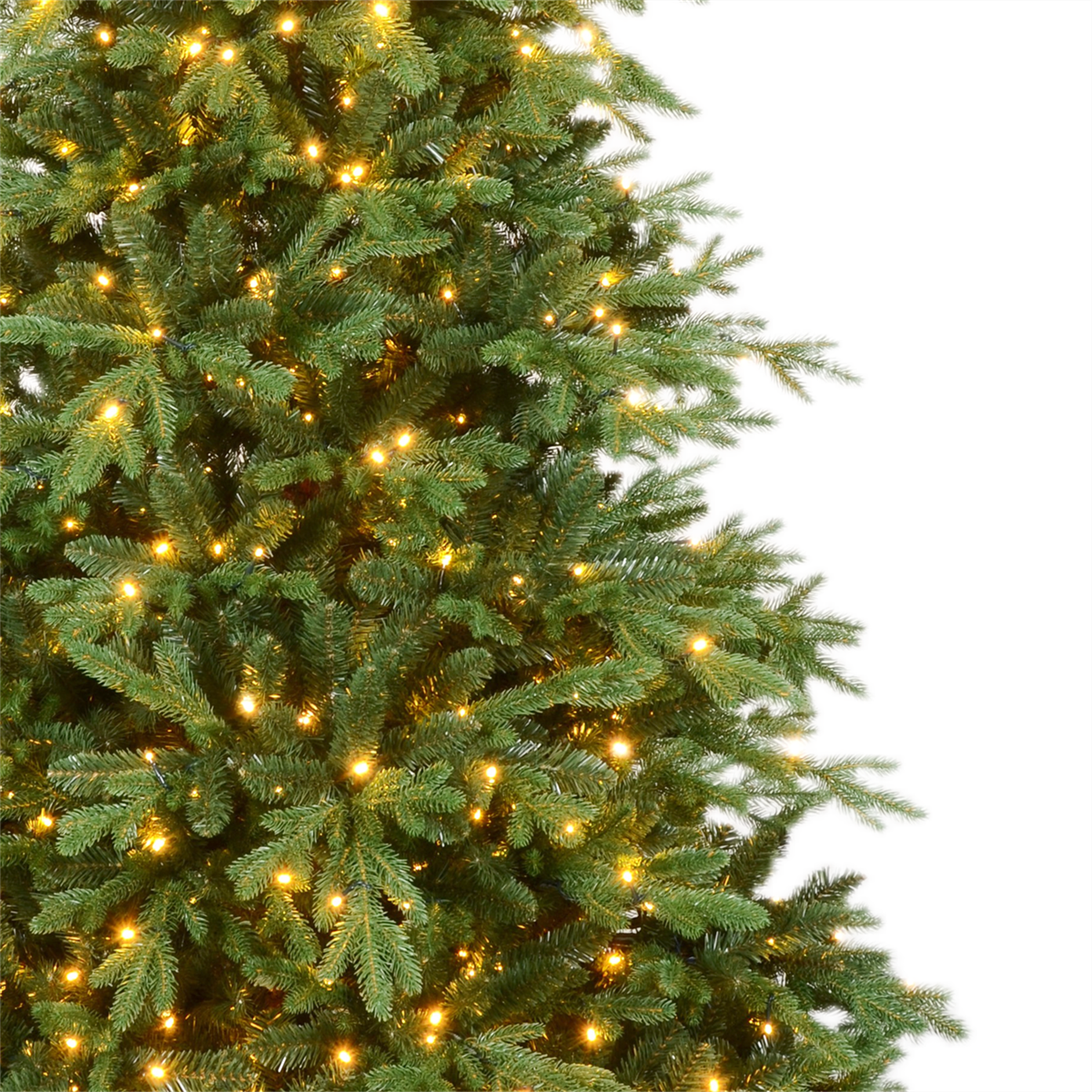 Realistic Green Pine Artificial Christmas Tree with Warm White LED Lights