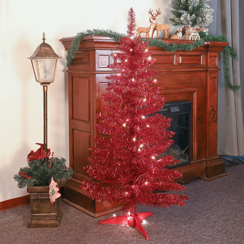 Red Artificial Christmas Tree with Stand 112 Tips