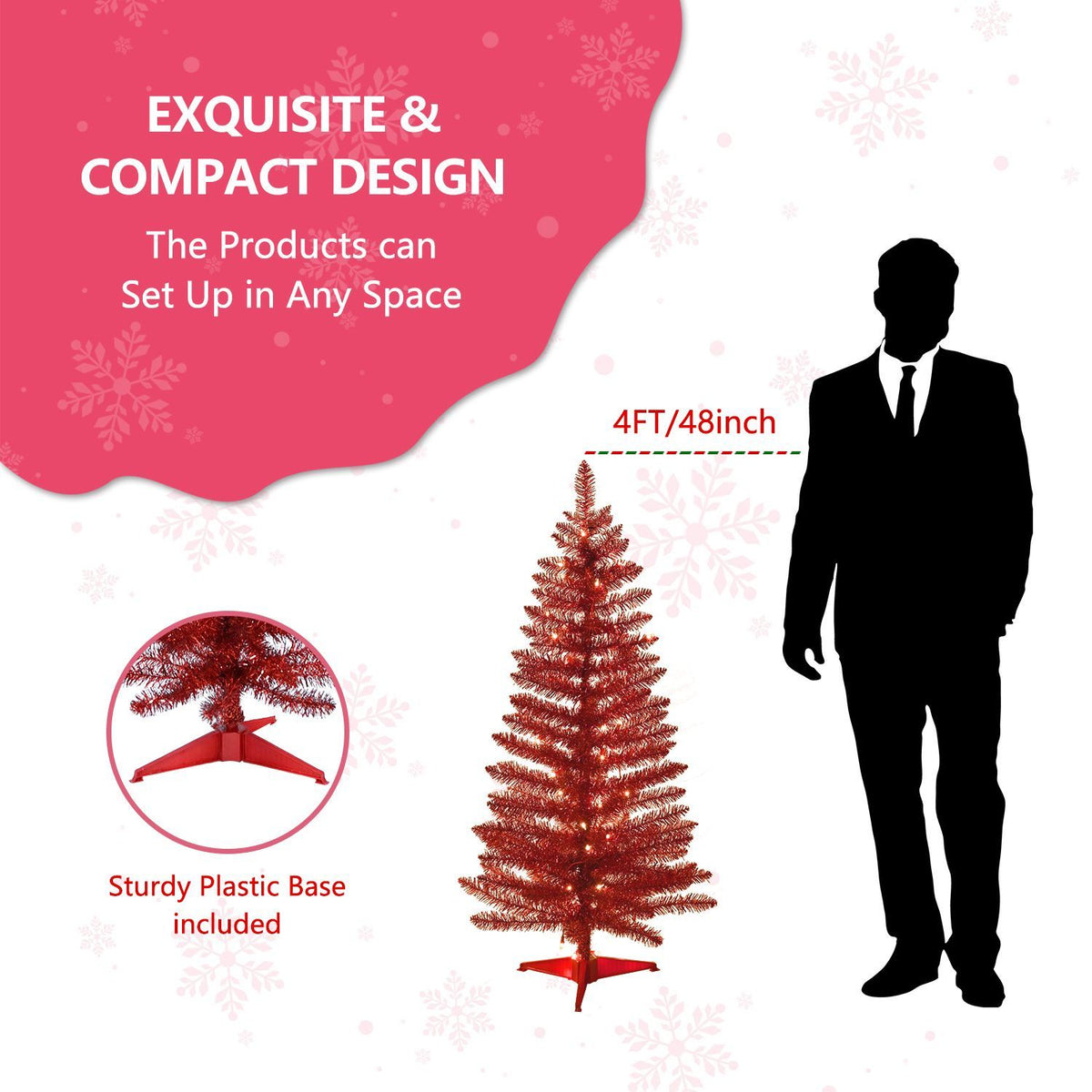 Red Artificial Christmas Tree with Stand 112 Tips